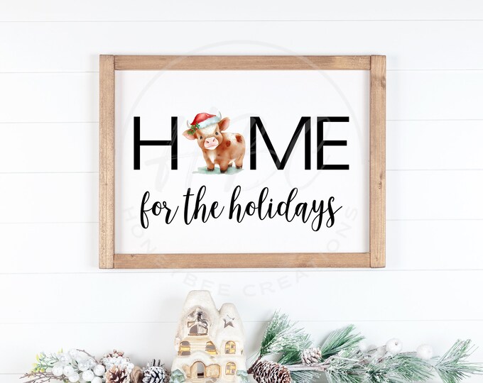 Home For The Holidays Svg, Highland Cow Svg, Christmas Svg, Cute Christmas Svg, Christmas Png, Merry Christmas Svg, Highland Cow Svg