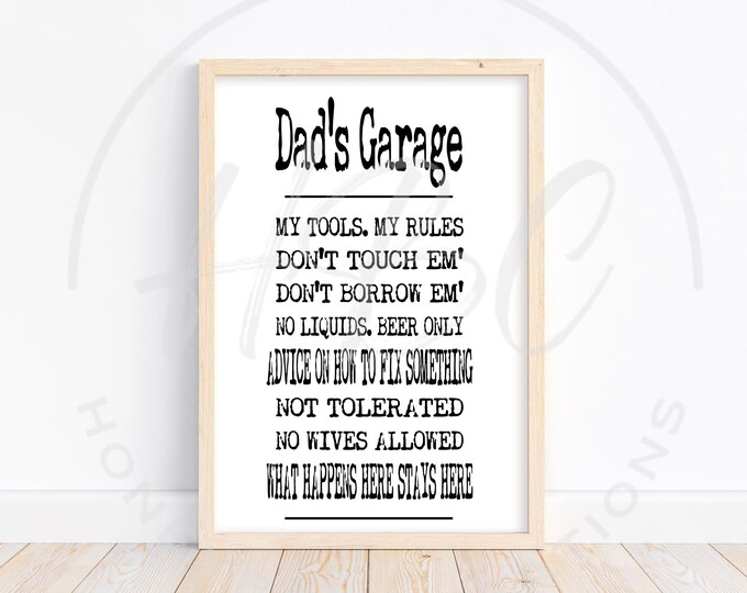 Dad's Garage Svg, Dads Rule Svg, Fathers Day Svg, Happy Fathers Days Svg, Dad Svg, Dads Tools Rules Svg, Downloadable Prints, Tumbler Design