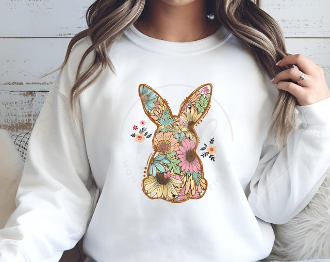 Sunflower Easter Bunny Png, Retro Easter Bunny Png, Coquette Easter Png, Floral Easter Bunny Png, Easter Shirt Png, Easter Clipart, Rabbit