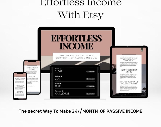 Effortless Income Guide, Digital Marketing, Instant Download, Make Money From Home, Passive Income Guide, Digital Products, Etsy Guide