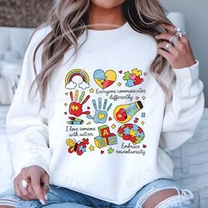 Iedereen communiceert anders SVG, autisme png, maand autisme png, autisme moeder SVG, autisme shirt png, maand autisme bewustzijn