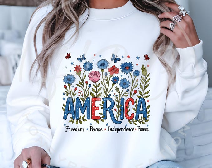 Floral America Svg, Patriotic Svg, Fourth Of July Svg, Summer Svg, 4th Of July Png, 4th Of July Shirt Design, Fourth Of July Png, Memorial