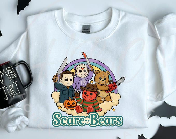 Scare Bear Png, Halloween Shirt Design, Funny Halloween Shirt Svg, Horror Png, Spooky Season Png, Halloween Tumbler Png, Sublimation Design