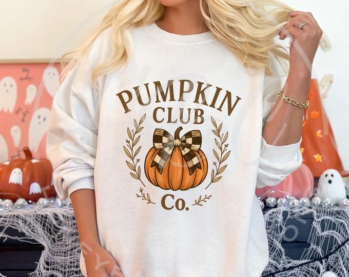 Pumpkin Club Co Svg, Halloween Pumpkin Svg, Halloween Png, Halloween Shirt Svg, Halloween Clipart, Halloween Svg Files, Coquette Png, Bow