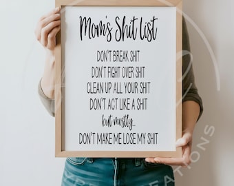 Mammas skitlista Svg, mamma Png, direktnedladdning, mammaliv Svg, skitlista Svg, mamma Svg, mors dag Svg, roliga väggkonsttryck, sarkastisk Svg