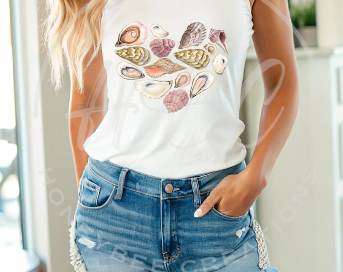 Seashell Heart Png, Seashell Svg, Coquette Seashell Png, Beach Png, Coastal Png, Summer Coquette Png, Vintage Summer Png, Retro Summer Png