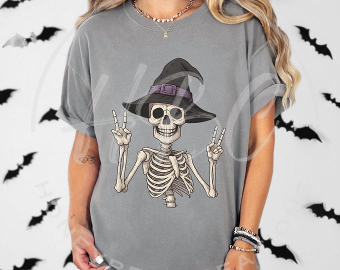 Skeleton Witch Halloween Shirt Svg, Halloween Png, Witch Shirt Png, Halloween Sweatshirt Png, Skeleton Svg, Halloween Svg Files, Witch Hat