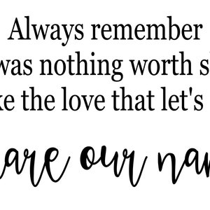 Always Remember There Was Nothing Worth Sharing Like The Love That Lets Us Share Our Last Name Svg, Wedding Svg, Reception Svg, Ceremony Svg