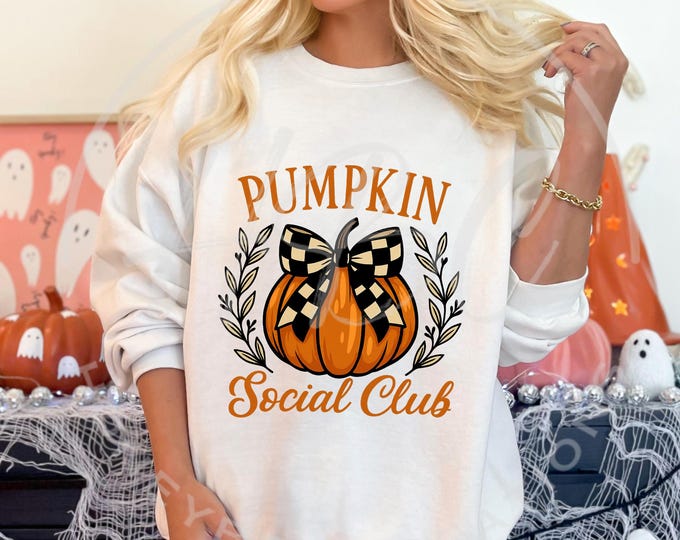 Pumpkin Social Club Svg, Halloween Png, Halloween Shirt Svg, Coquette Bow Svg, Sublimation Designs, Fall Svg, Pumpkin Shirt Svg, Pumpkin Svg