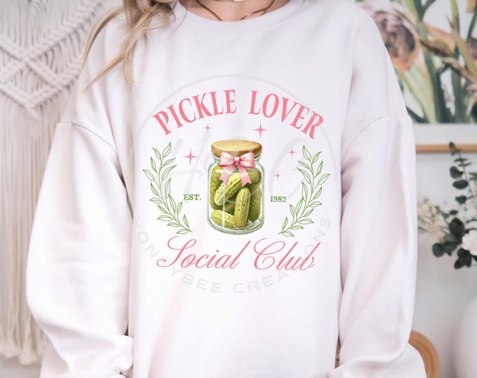 Pickle Lover Social Club Png, Coquette Bow, Pickles, Coquette Shirt Design, Pickle Shirt, Coquette Png, Pickle Jar, Coquette Sweatshirt