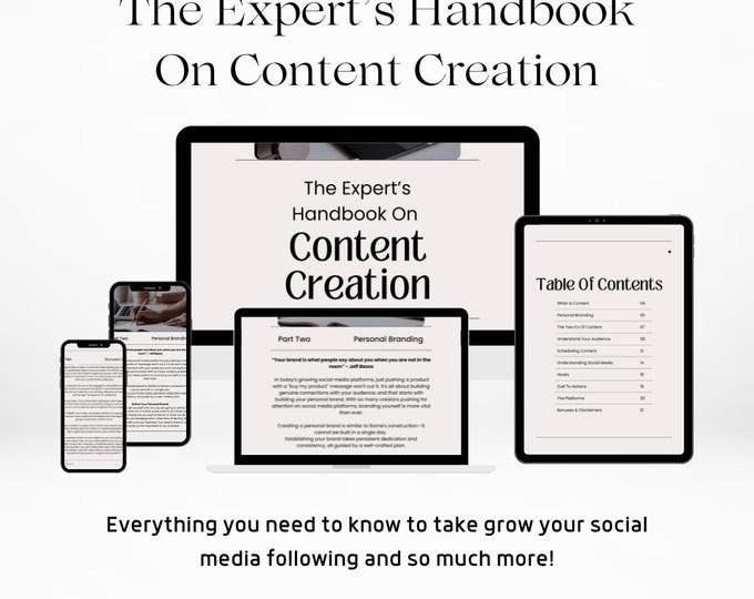 The Experts Handbook On Content Creation, Social Media Guide, Grow Your Social Media Guide, Master Resell Rights, Instant Download, PLR, MRR