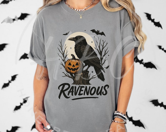 Ravenous Svg, Raven Svg, Halloween Png, Crow Svg, Halloween Shirt Png, Halloween Svg, Sublimation Designs, Pumpkin Svg, Vintage Halloween