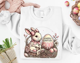 Happy Easter Png, Vintage Easter Png, Easter Bunny Png, Retro Easter Png, Easter Clipart, Easter Shirt, Coquette Easter Png, Easter Bunny