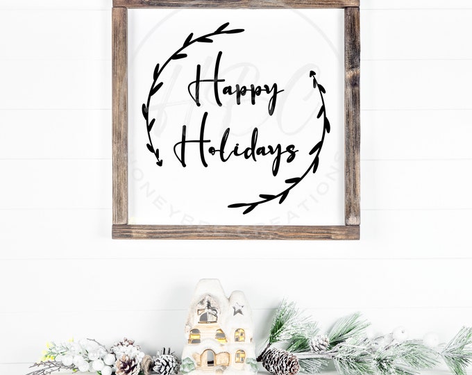Happy Holidays Svg, Happy Holidays Png, Christmas Card Svg, Merry Christmas Svg, Door Hanger Svg, Cricut Designs, Instant Download Svg Files