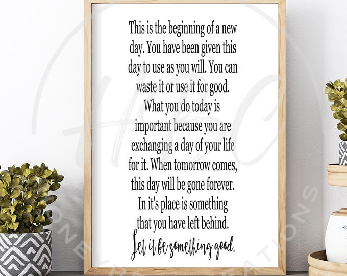 This Is The Beginning Of A New Day Svg, Inspirational Svg, Mental Health, Family Svg, Door Hanger Svg, Affirmations, I Am Enough, Inspire