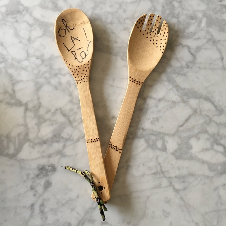 Salad Servers Engraved With Message oh Now Here Etsy Sweden