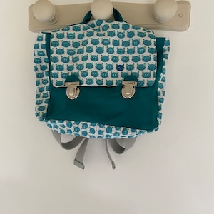 Cartable rétro pour l'école maternelle avec boucles métalliques et motifs de petits chats