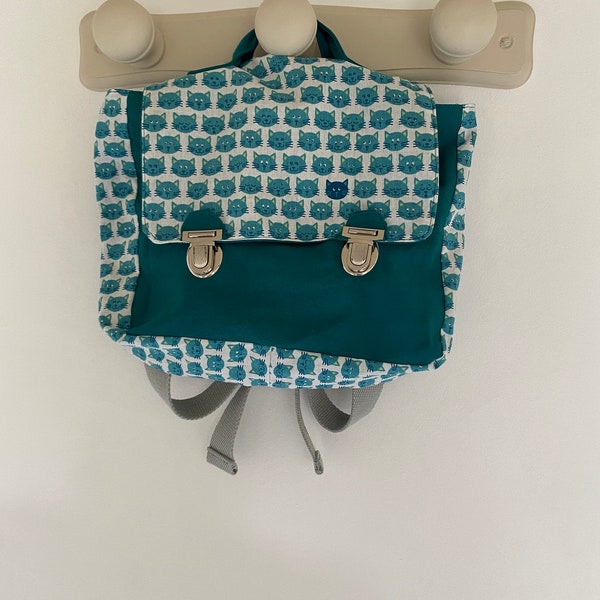 Cartable rétro pour l'école maternelle avec boucles métalliques et motifs de petits chats