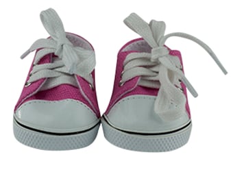 18" doll clothes Pink NEAKERS with White shoe laces - Pink Doll Sneaker Accessory-Fits 18 Inch Doll Clothes.!