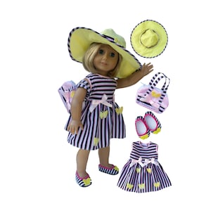 18" Puppenkleidung- 18" Puppe BUTTERFLY DRESS - 4 Pc Spring Set - Puppenkleid - Puppenmütze - Puppengeldbeutel - Puppenschuhe