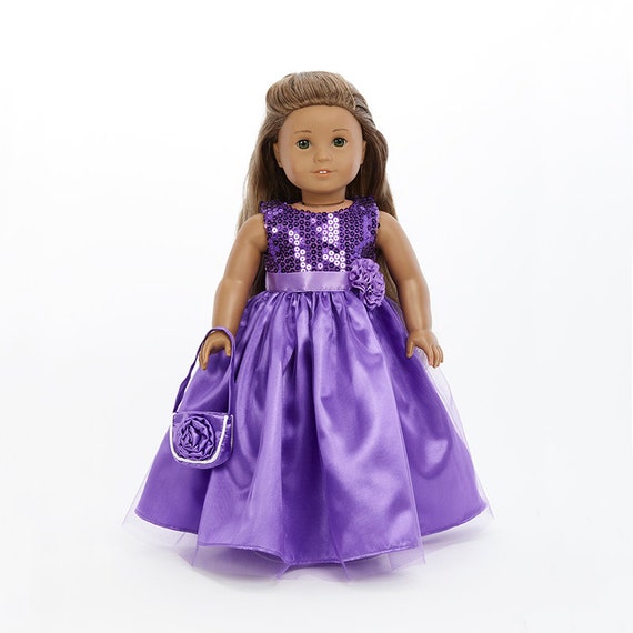 18 Doll Dress 2 Pc Purple Easter Dress Includes Long Etsy
