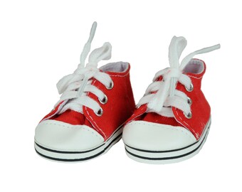18" doll clothes- Doll 18" Doll Red TENNIS SHOES, canvas, great sneakers for American girl dolls and more