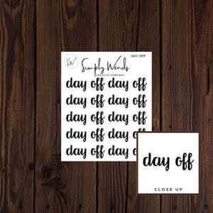 Day Off Planner Stickers – Script Sticker Sheet for Erin Condren, Happy Planner, Bullet Journal – Minimalist Day Off Script Stickers