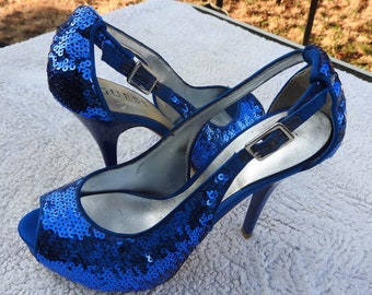 Vintage 1980's Saphire Blue GUESS Platform Heels~