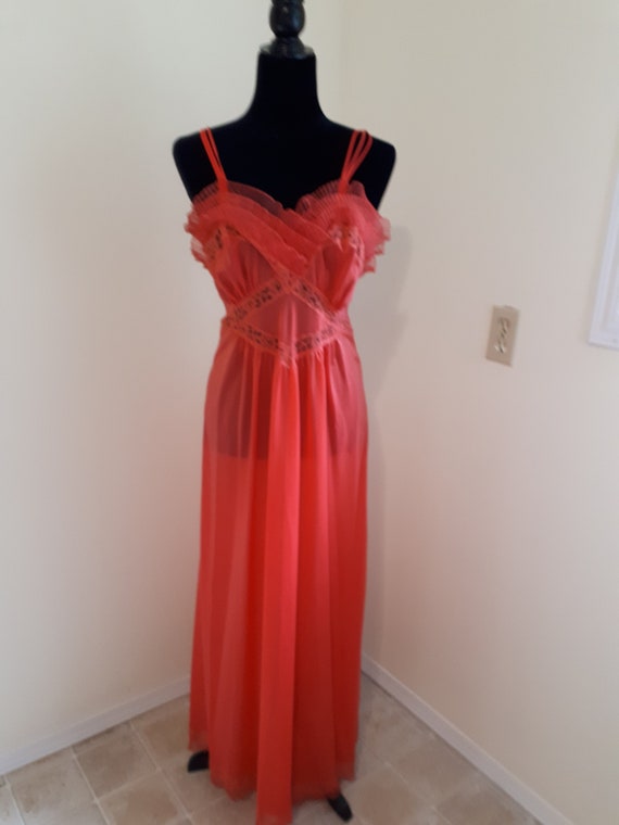 Rare Vintage Coral Pink  Long Nightgown~1950's Har