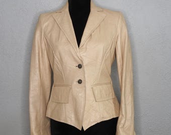 Anne Klein Leather Blazer ~ Crinkle Leather~ Vintage ~