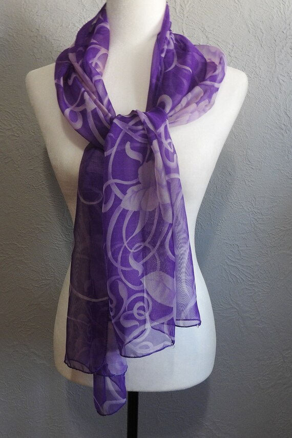 Vintage from the 90s ~ Ladies long Purple Scarf~ F