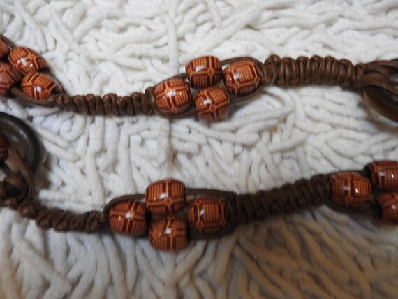 Handmade Macrame and Wooden Bead  Belt ~ Faux Lea… - image 4