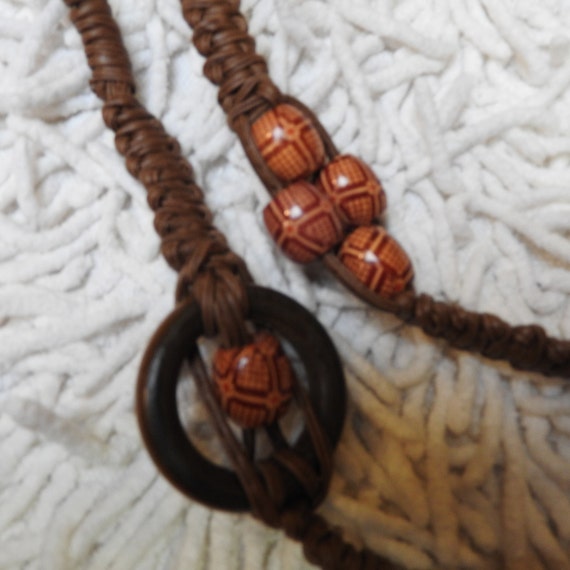Handmade Macrame and Wooden Bead  Belt ~ Faux Lea… - image 5