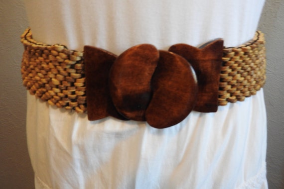 Vintage Wood Beaded Belt ~ Boho ~ Festival Belt~ Stretch  display picture 1