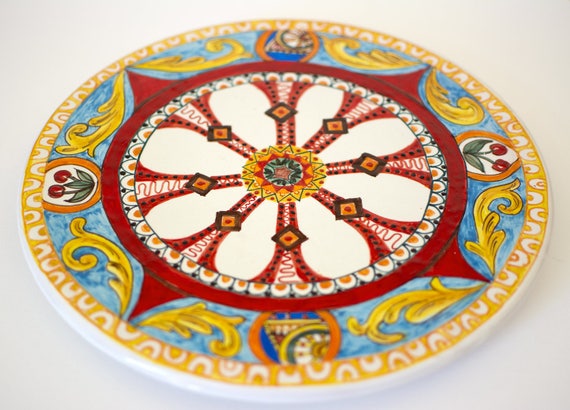 Piatto per Torte in Ceramica Con Decori Dei Carretti Siciliani - Etsy