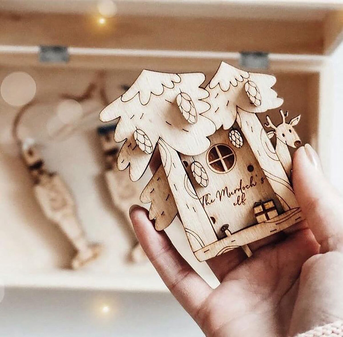 Porte Elfe de Noël Personnalisée avec Renne