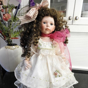 Beautiful  Vintage Porcelain  Sitting Doll, Collectible Doll