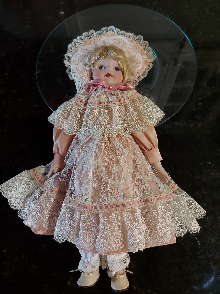 Vintage Porcelain Pink Lace Dress Doll, Collectible Doll - Etsy