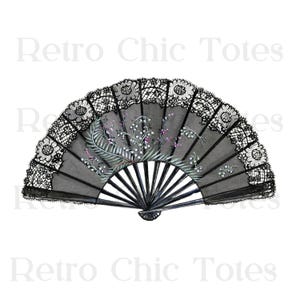 Vintage Hand Fan PNG, Floral Folding Fan Clipart, Antique Decorative Fan, Elegant Victorian Fan Art, Retro Fan Illustration
