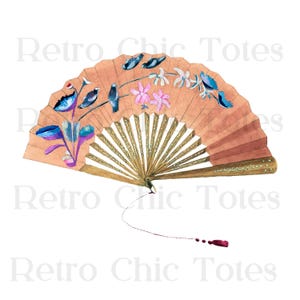 Vintage Hand Fan PNG, Floral Folding Fan Clipart, Antique Decorative Fan, Elegant Victorian Fan Art, Retro Fan Illustration