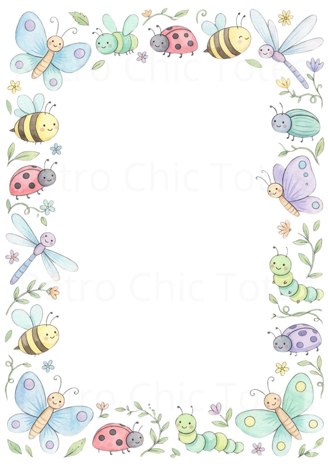 Insect Week Borders Cute Insect Border A4 Printable, Butterfly Bee Ladybug Dragonfly Frame ...