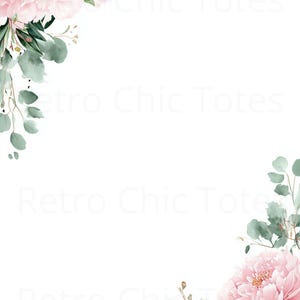 A4 Pion Blommigt Utskrivbart Skrivpapper PDF Rosa Akvarell Blomkant Elegant Skrivpapper Direkt Nedladdning