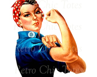 Rosie the Riveter Vintage Poster Illustration - digitaler Download PNG - feministische Clipart für Kunsthandwerk, Poster und Dekor