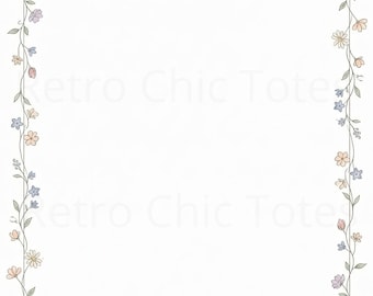 Carta da lettere elegante e minimalista in formato A4 stampabile in PDF con bordo floreale delicato, elegante carta da lettere e cancelleria.