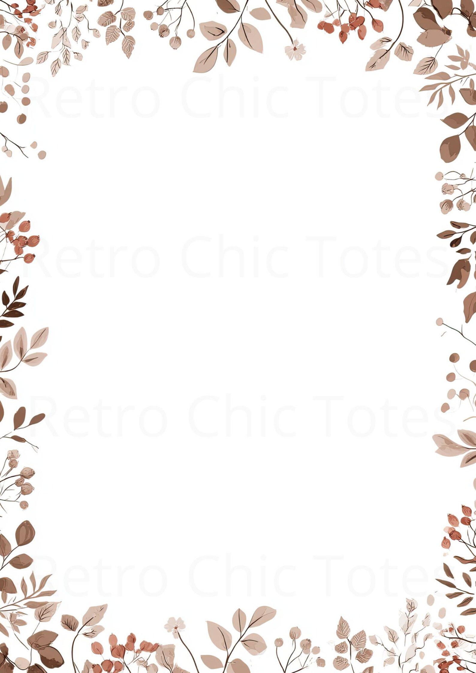 Neutral Botanical Border Printable A4 PDF, Beige Floral Frame ...