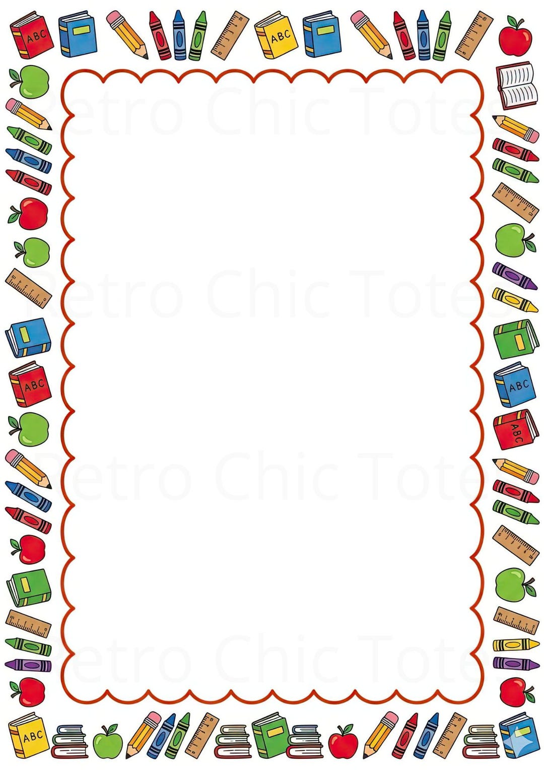 School Supplies A4 Printable PDF, Classroom Writing Paper Border ...