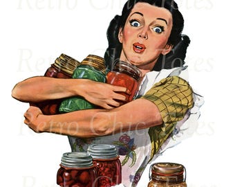 Retro Housewife PNG, Antique Illustration Digital Download, Png for Craft, T-shirt Png, Vintage png, Collage clipart, Vintage clipart