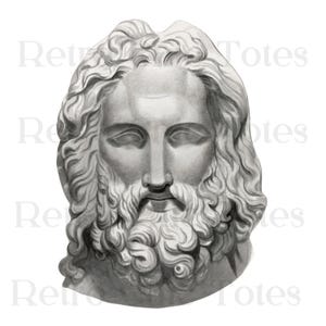 Ancient Greek Statue PNG, Vintage Mythology Bust Clipart, Classical God Sculpture, Hand Drawn Marble Head Illustration