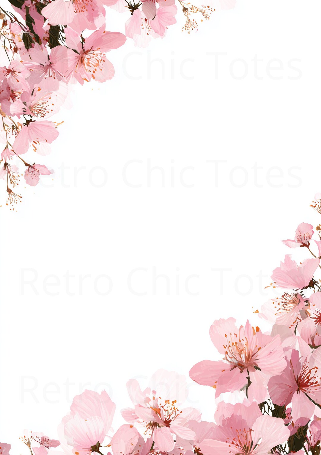 Cherry Blossom A4 Border PDF | Printable Pink Floral Stationery ...
