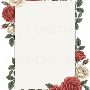 Rust Roses Letter Head Vintage Rose Letterhead A4 Printable | Floral Border Stationery PDF ...